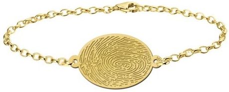 Gouden schakel armband met vingerafdruk op ovaal