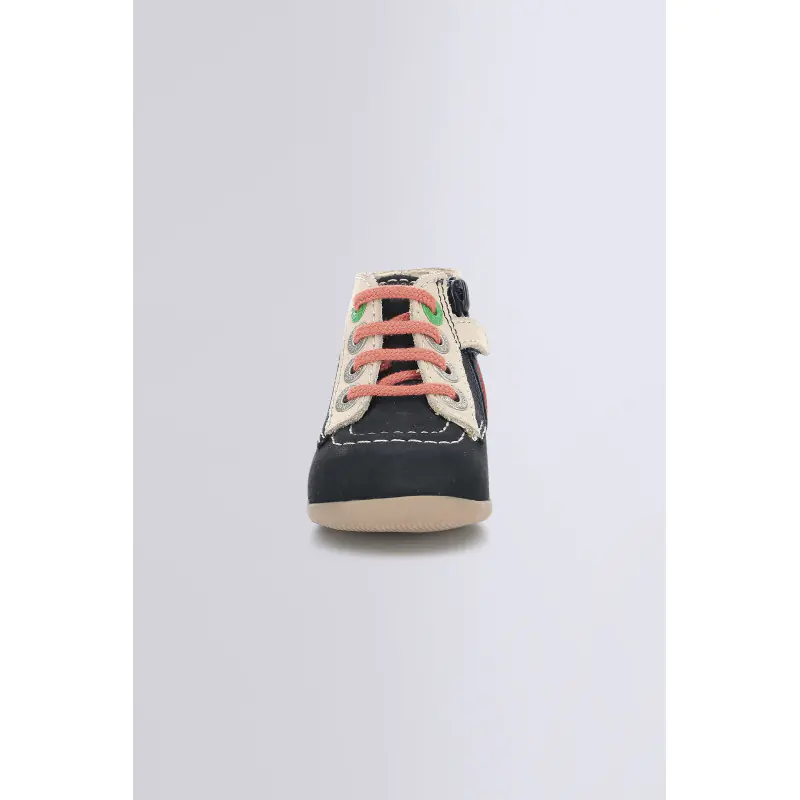 BONZIP MARINE BEIGE ORANGE BOTTILLONS Cuir Mixte
