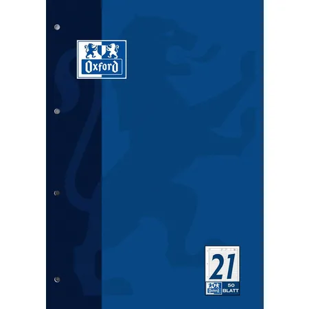 Oxford Arbeitsblock DIN A4, 50 Blatt, gelocht, Lineatur 21