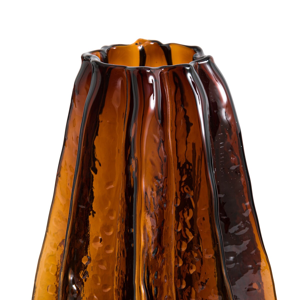 LA REDOUTE INTERIEURS<br>Vaso em vidro âmbar texturizado Alt.29,5 cm, Yuvo