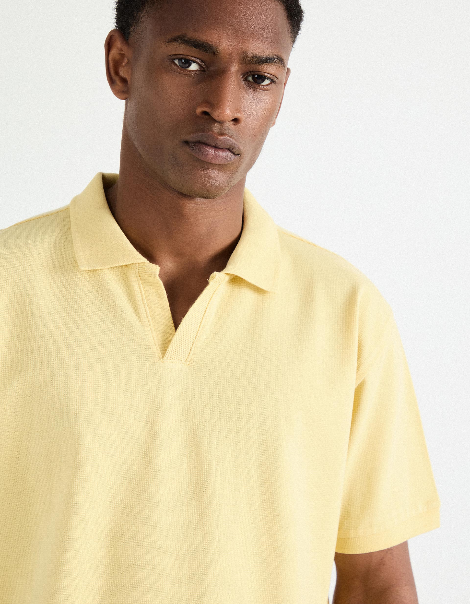 Polo Waffle, Homem, Amarelo Claro