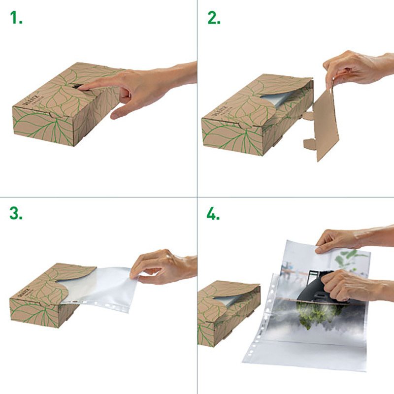Pochettes perforées LEITZ RECYCLE A4 polypropylène grainé 7/100e - Boîte de 40