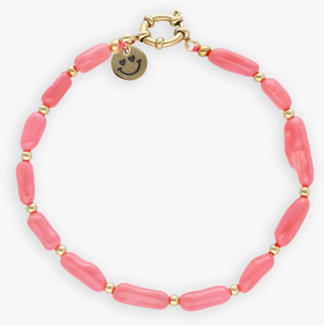 koraal bonnie studios kettingen tommy gold pink bracelet