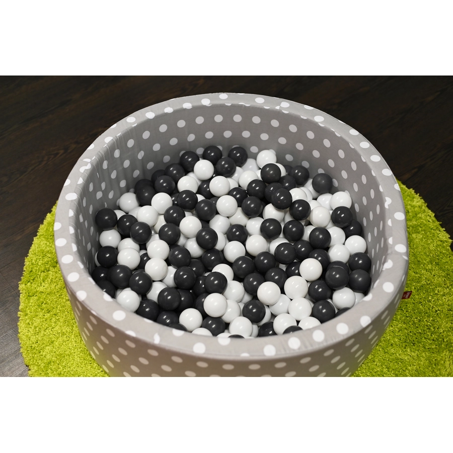 knorr toys® Bällebad soft - Grey white dots - 300 balls greycreme grau