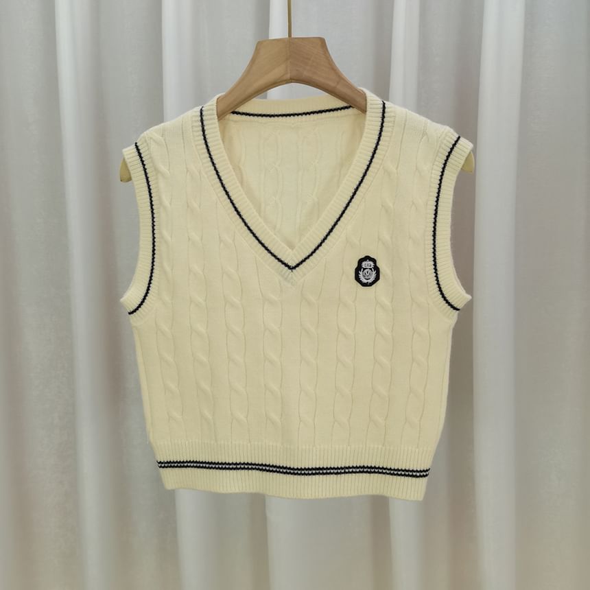 Lady Jean - V-hals Cartoon Logo Gebreid Vest