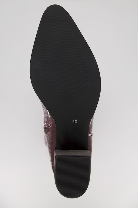 Lederstiefel, XXL-Schaft, Kroko-Prägung, Weite H