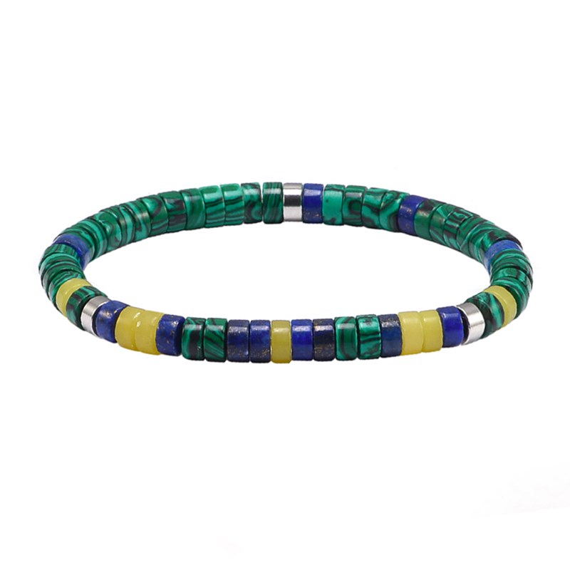 Bracelet Perles Heishi Lapis Malachite Jade Citron