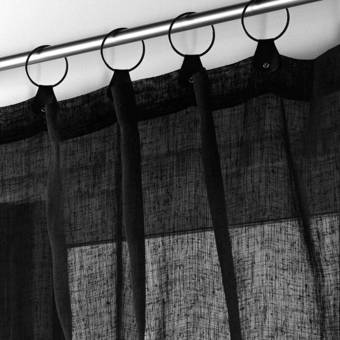 PANNEAU ANNEAUX 140X240CM VOILE TISSE LINKA NOIR