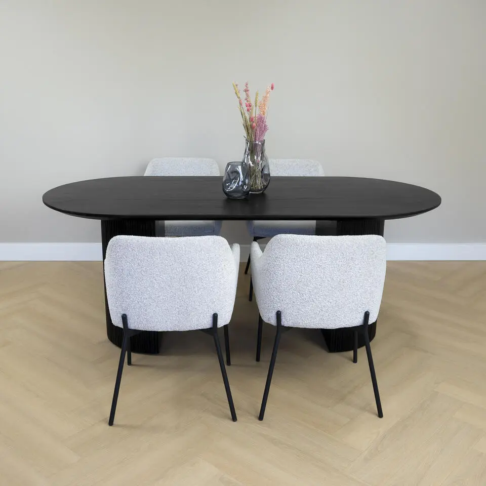 Lewis & Loft Eettafel Lynn - Ovaal - FSC® mangohout - 200x90cm - Zwart