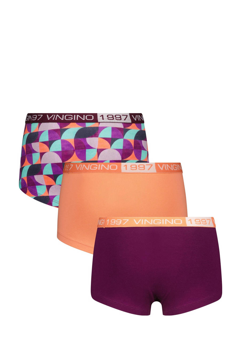 short Graphic - set van 3 paars/oranje/blauw