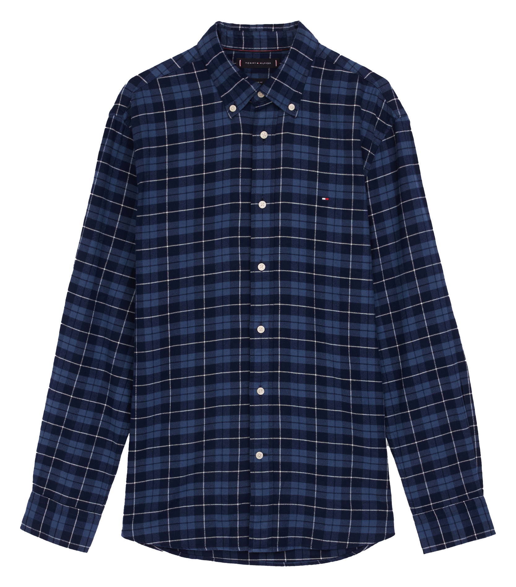 Chemise droite col classique en coton | Bleu