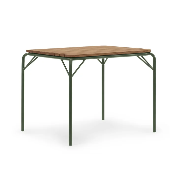 Normann Copenhagen - Vig Outdoor Tisch, 90 x 80 cm, Robinie natur / dunkelgrün