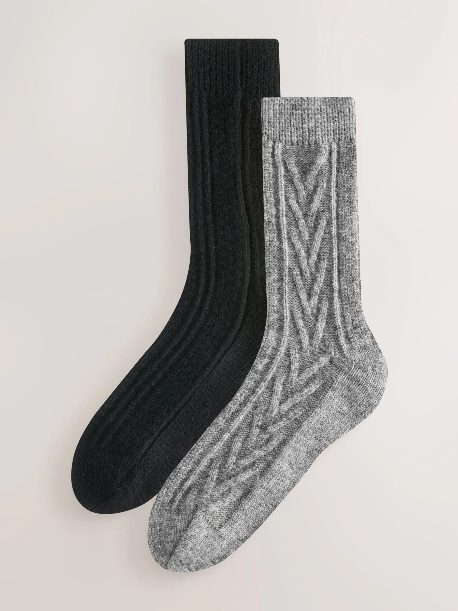 Zwart/grijs - Heavyweight Thermal Cable Socks 2 Pack