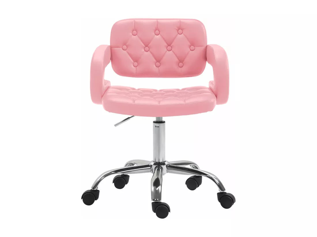 Chaise de bureau - Similicuir & Métal chromé - Rose - Dublin