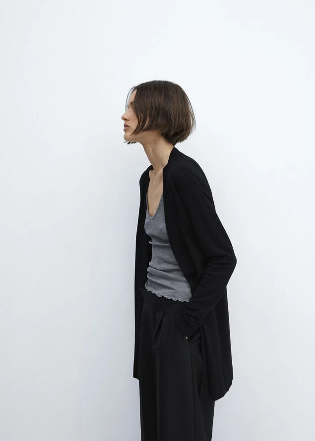 MANGO Fine-knit cardigan Black