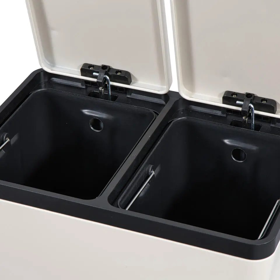 Pedaalemmer Duo beige metaal - 60L
