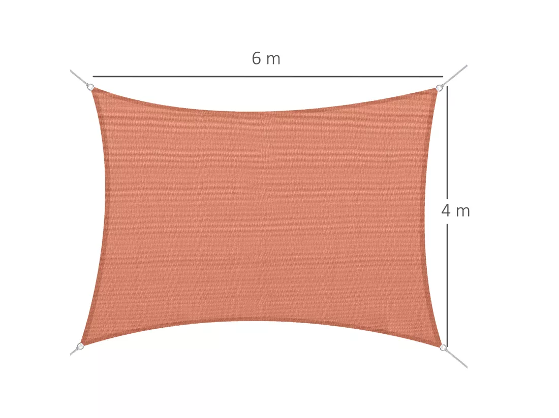 Voile d'ombrage rectangulaire 4 x 6 m toile solaire taud de soleil brique terracotta