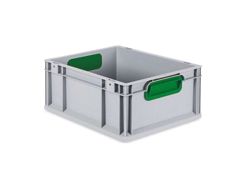 PROREGAL Eurobox Nextgen Kleur HxBxD 17 x 30 x 40 cm 16 liter Handgrepen Groen Gesloten Gladde Bodem Euro Container Transportbox
