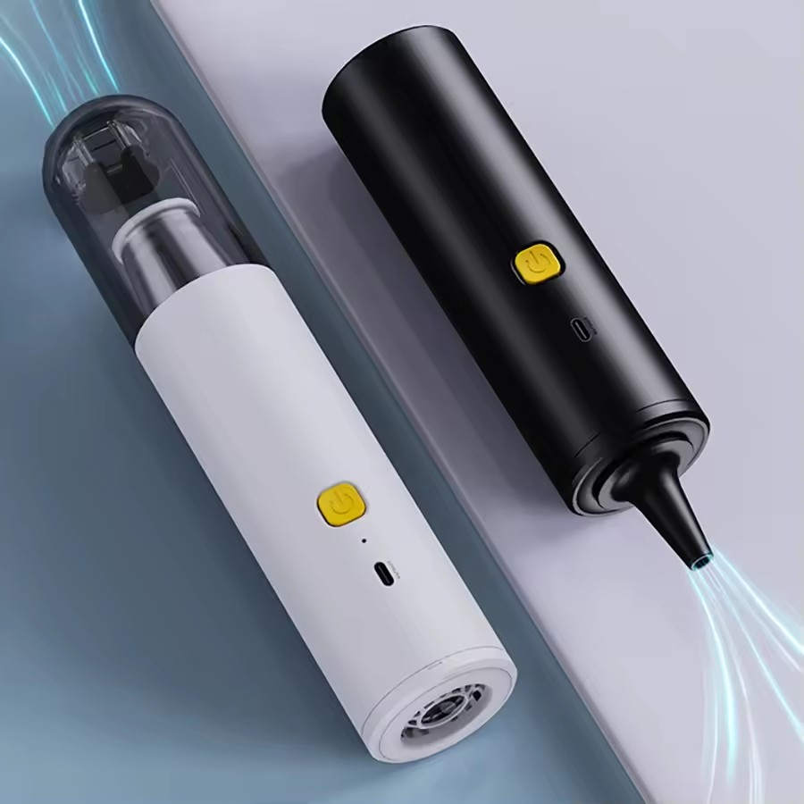 (120 Watt) 3in1 Kabelloser Akku Hand Staubsauger Gebläse mit Reinigungsaufsätzen   LED Beleuchtung für Haushalt / Auto - Weiss / Schwarz