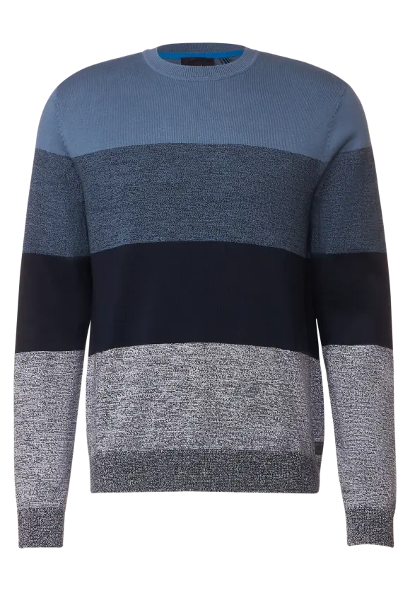 Gestreifter Strickpullover - deep space blue