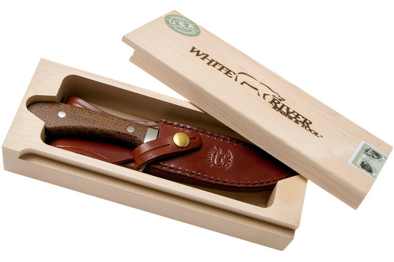 White River Knives Sendero Classic jachtmes Natural Burlap Micarta, Jerry Fisk design