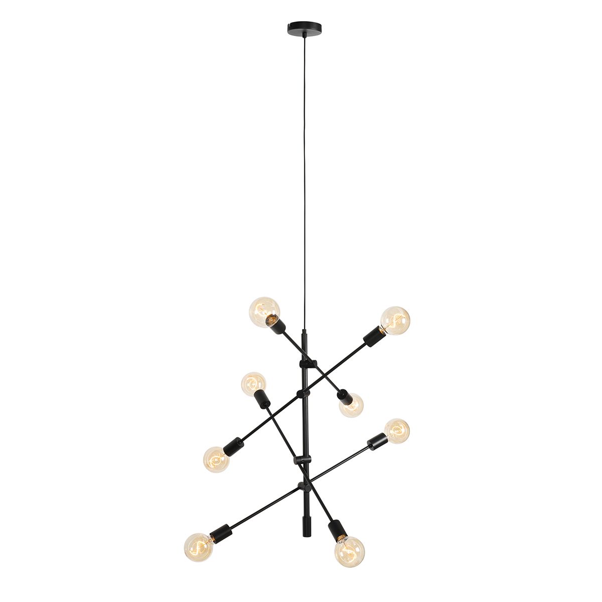 Industriële hanglamp zwart 8-lichts - Sydney