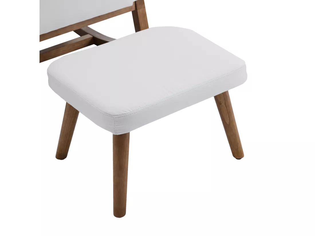 Rocking chair avec repose-pieds - en velours - Blanc