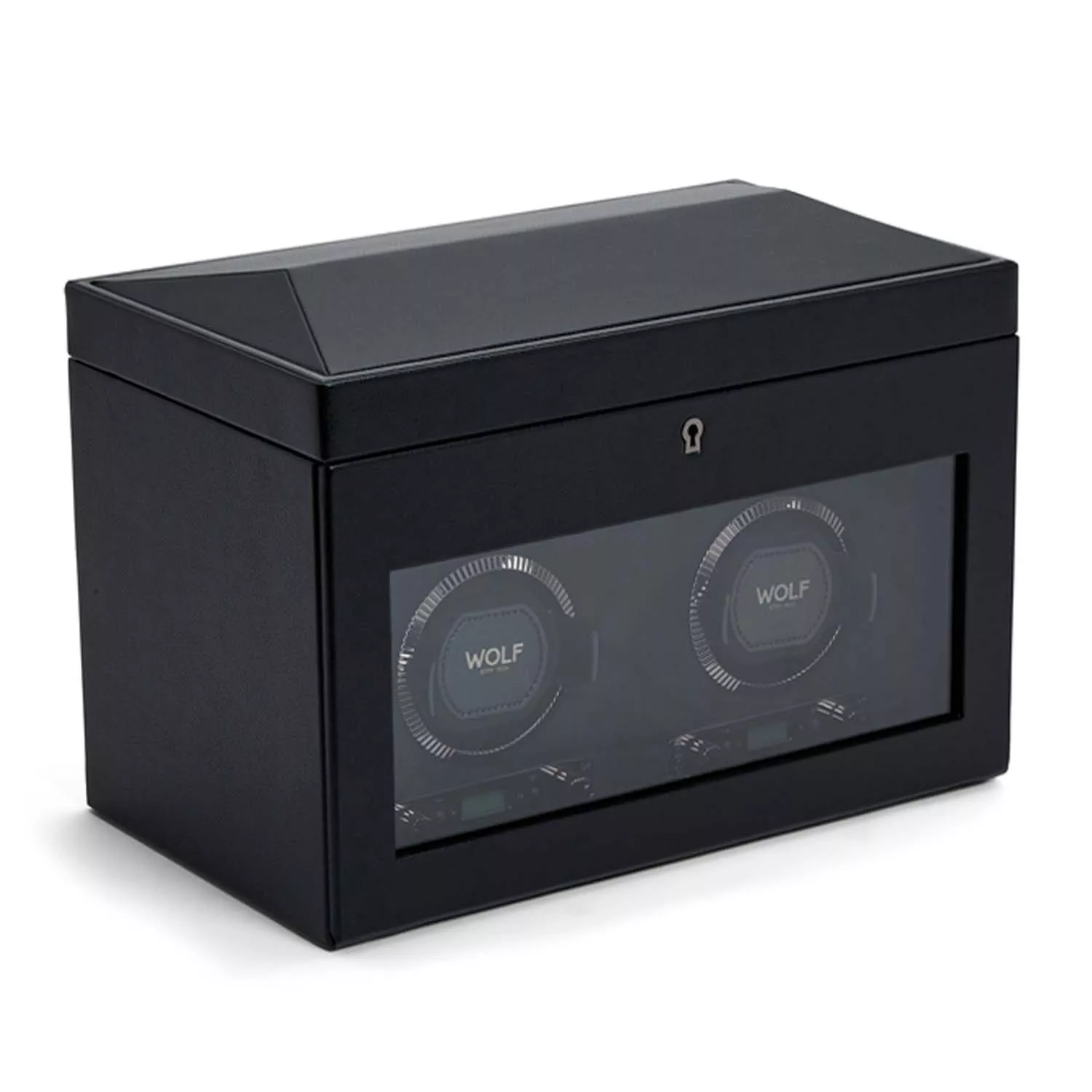 Wolf British Racing Green Watch Winder 2 ure Sort Imiteret Læder 792202