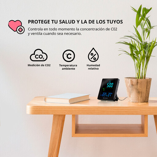 Medidor detector de concentração de CO2 modelo Smile para garantir a qualidade do ar adequada.