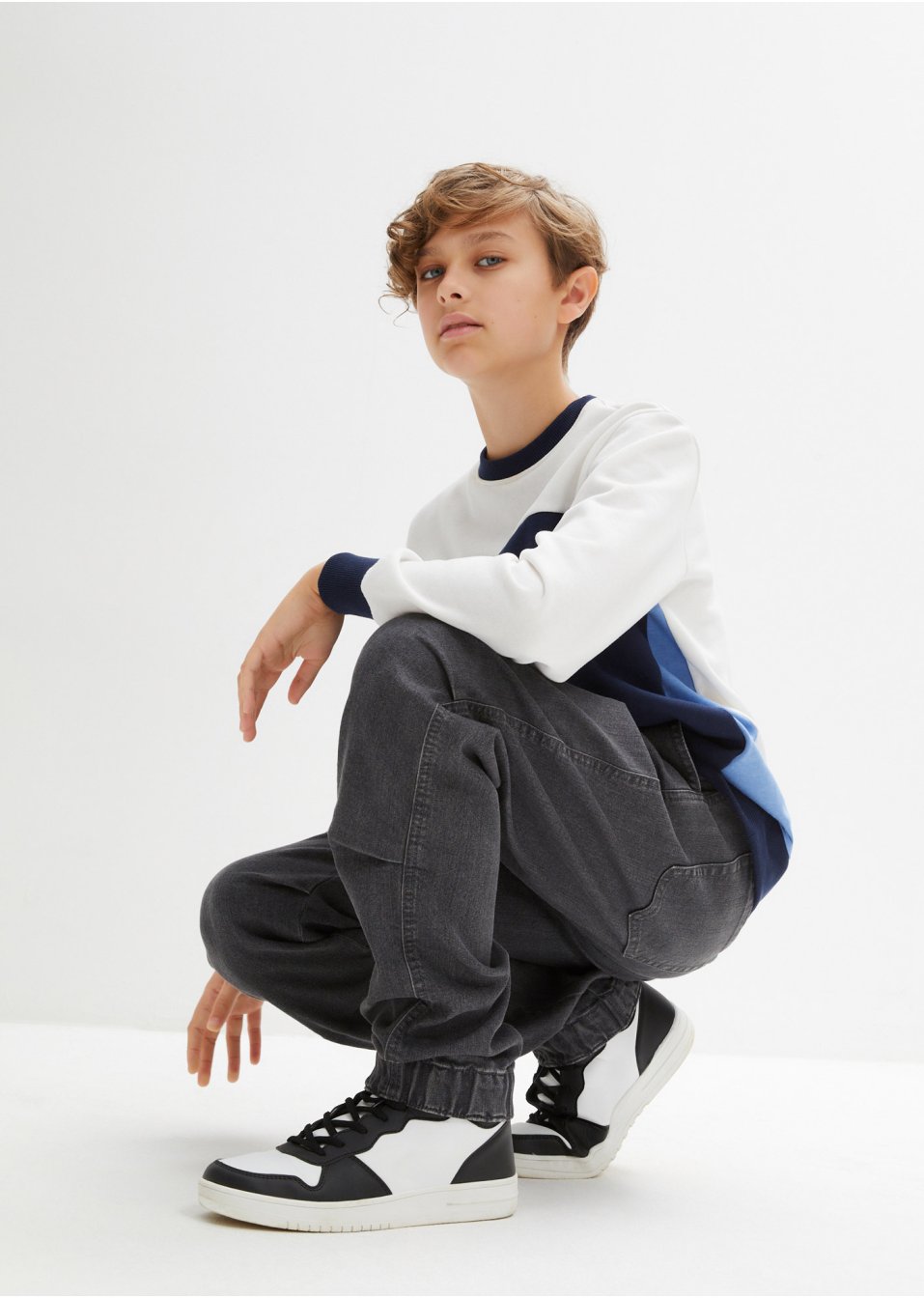 Pantalon garçon taille extensible à butées, Loose Fit