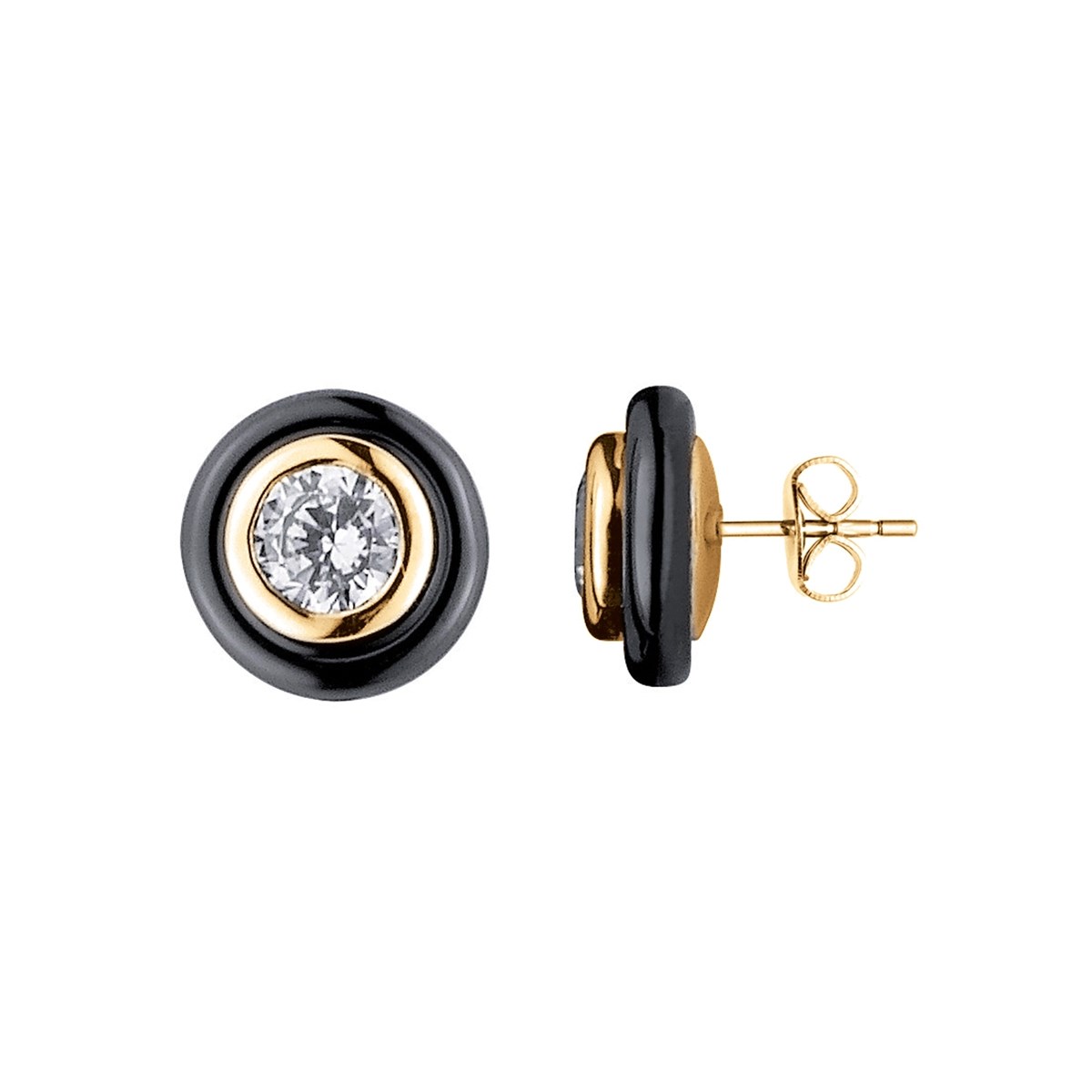 Boucles d'oreilles en Plaqué Or avec oxyde de zirconium blanc