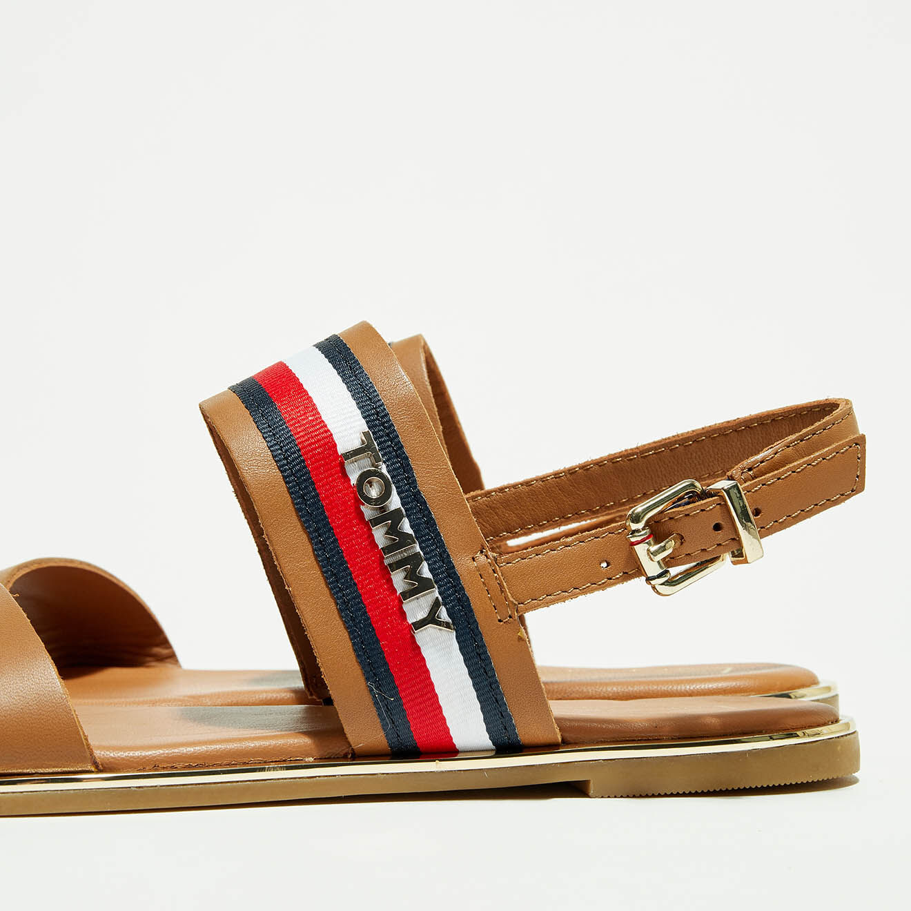 Tommy Hilfiger Sandales en Cuir Corporate Ribbon cognac