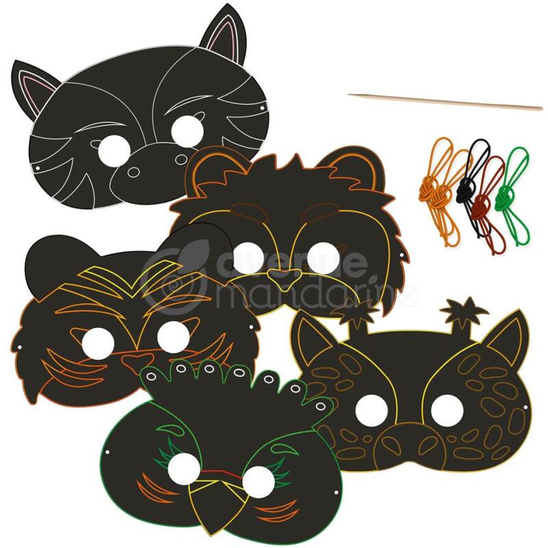 Boite créative, Masques à gratter - Multicolore