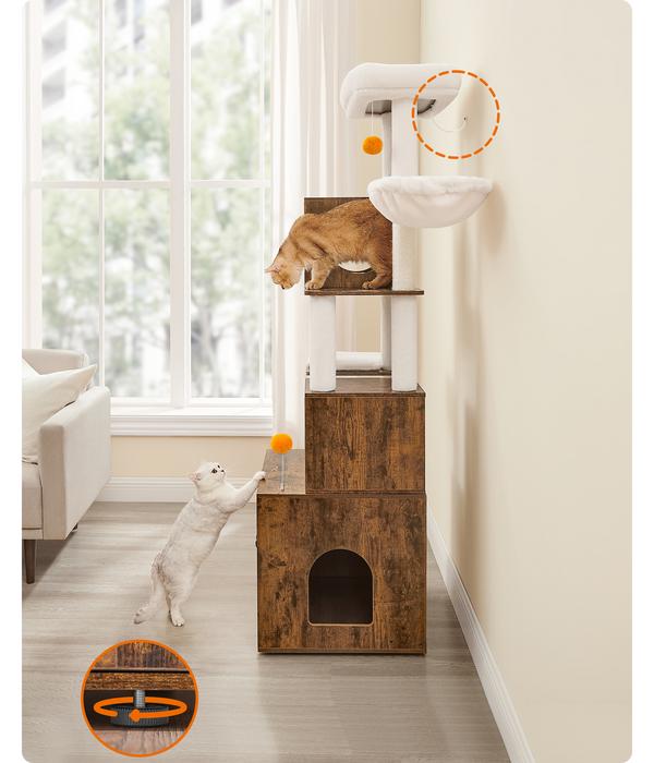 Feandrea Kratzbaum mit Katzenklo-Schrank,