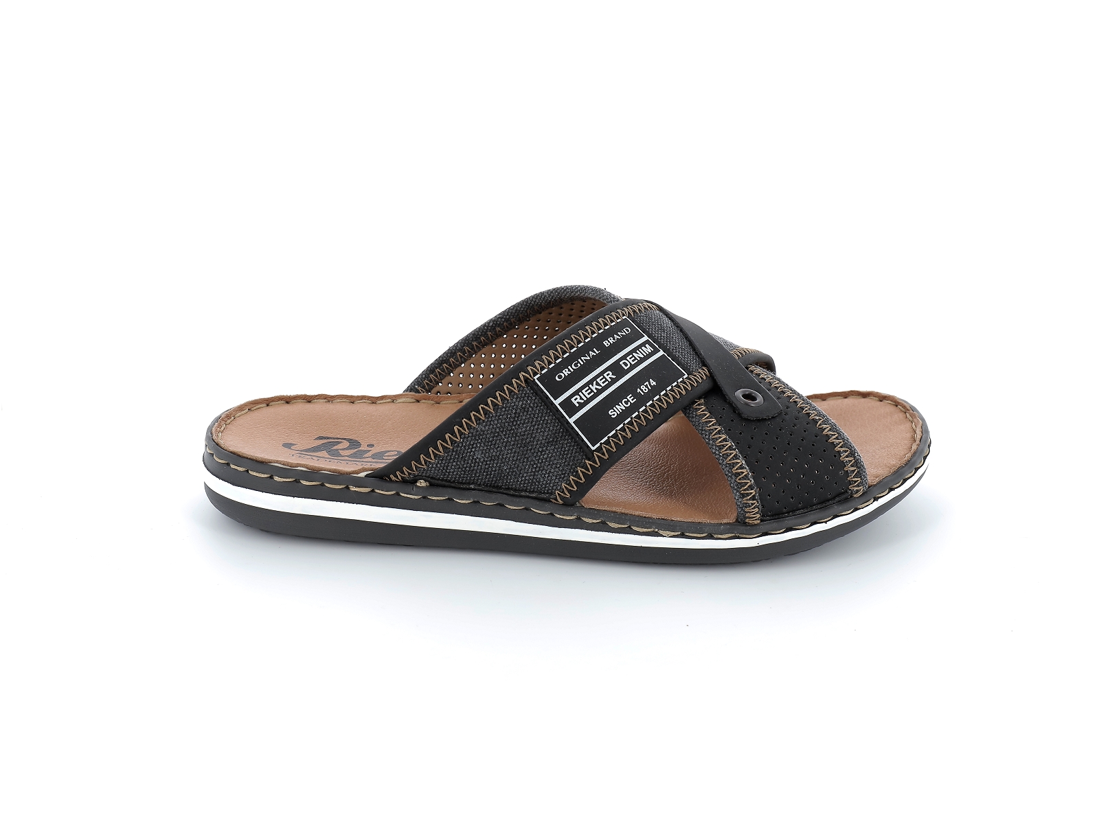 Rieker-21064 Textile Noir Gris