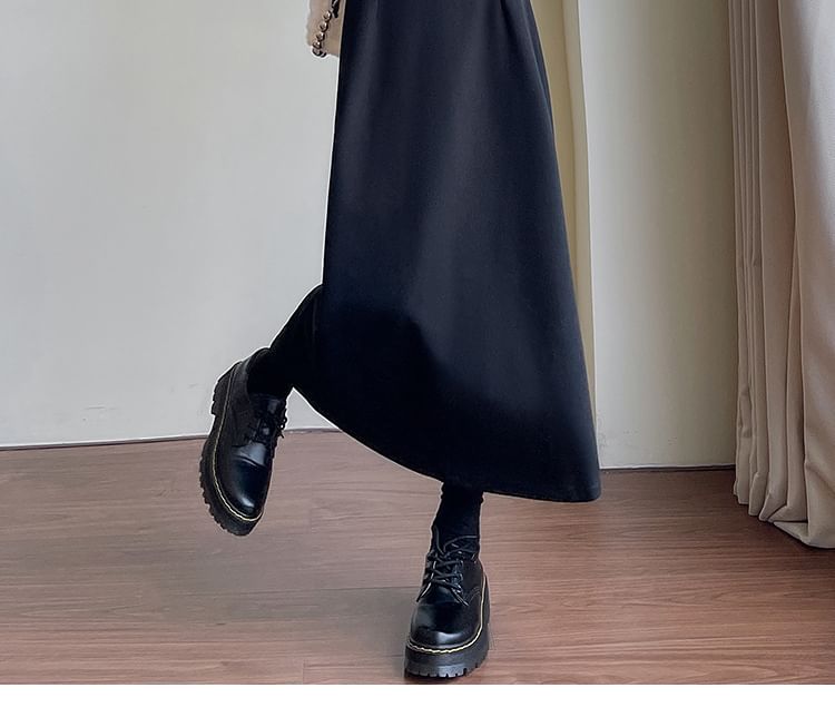 Niji Smile - Hoge taille effen maxi A-lijn rok