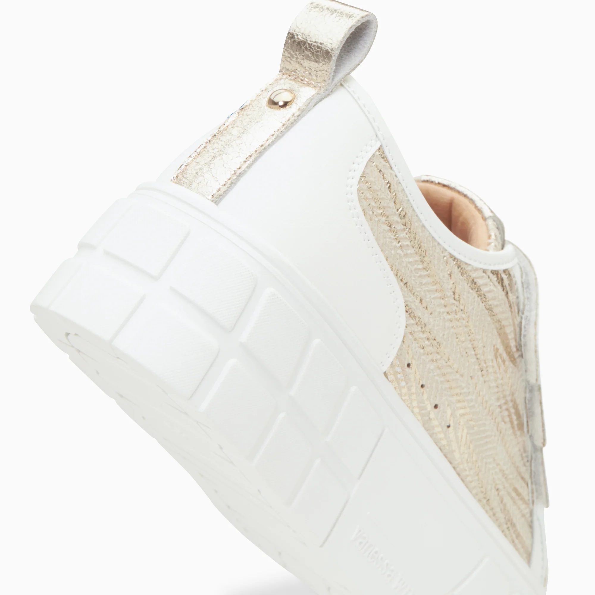 Sneakers-Baskets Bridget beige et or zébré à plateforme