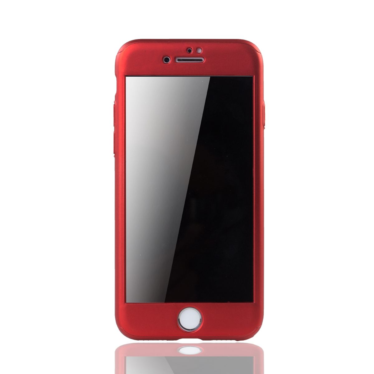 Hülle Handy Schutz für Apple iPhone 7 Full Case Cover Displayschutz Bumper Rot
