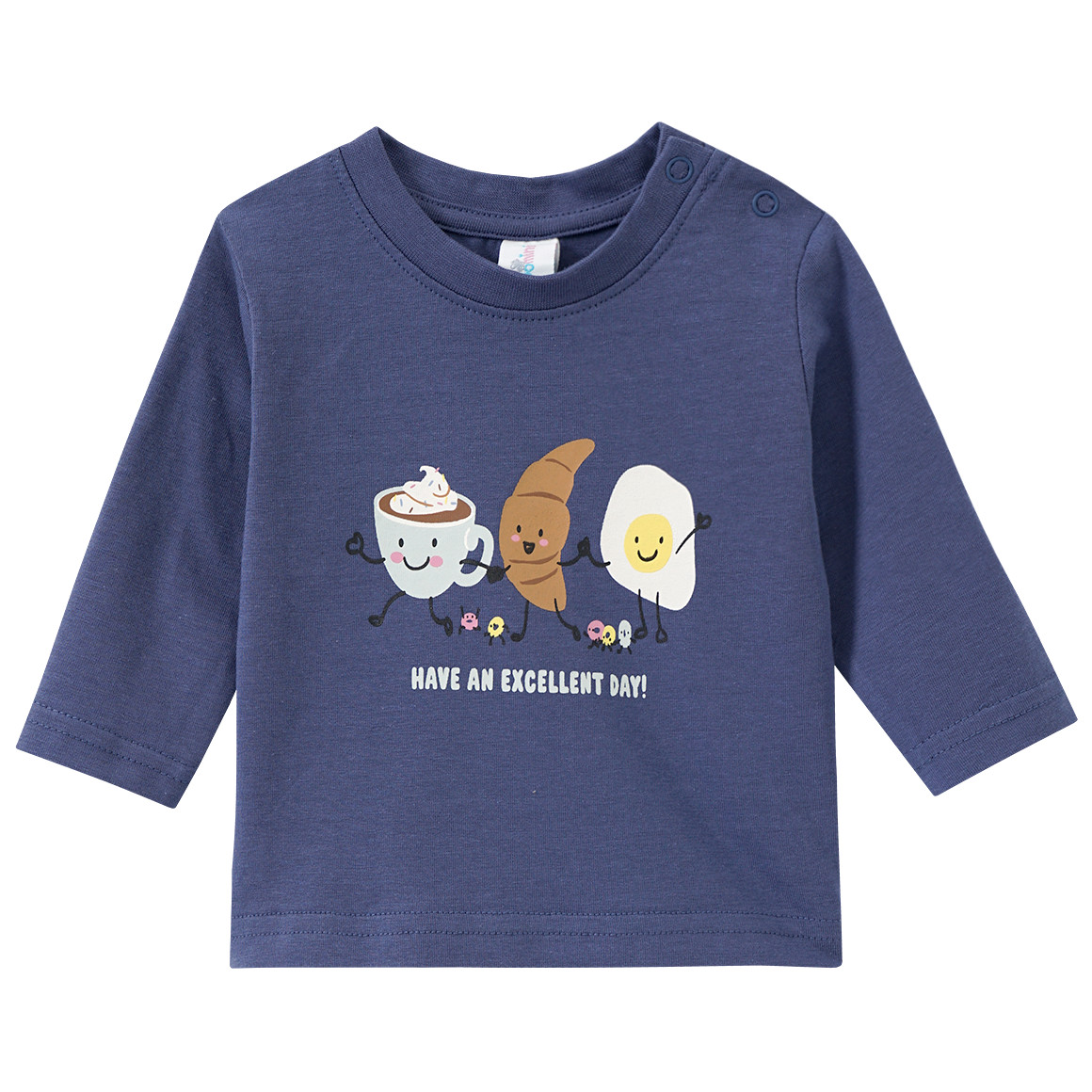 Topomini Newborn Langarmshirt mit Frühstücks-Print dunkelblau