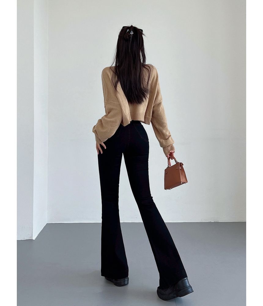 LIVIE - High Waist Washed Flared Jeans