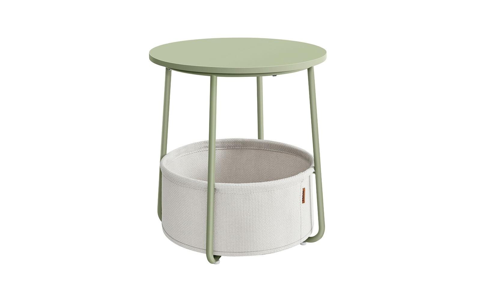Couchtisch 45 x 51 cm, GrünWohnzimmertisch mit Ablage & Korb