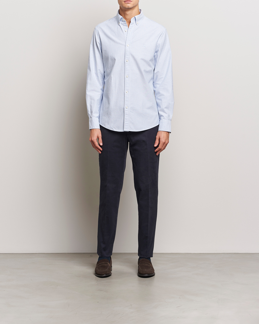 Charles Tyrwhitt Button Down Stretch Oxford Shirt Blue/Whte