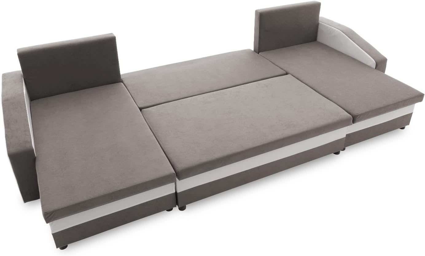 Mebligo ECKSOFA U MIT SCHLAFFUNKTION Sparta Schwarz/Grau