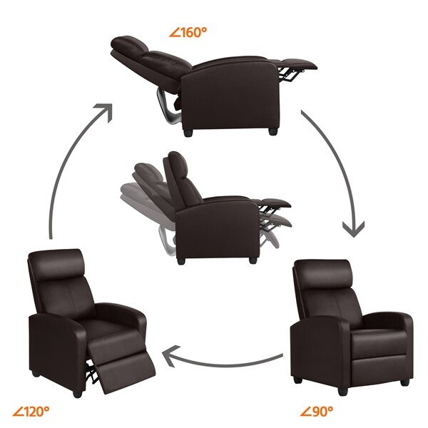 Yaheetech Relaxsessel Ruhesessel Fernsehsessel Cinemasessel Sofa Recliner Einzelsofa TV Hocker Sofa Bein-Ablage Kunstleder Braun