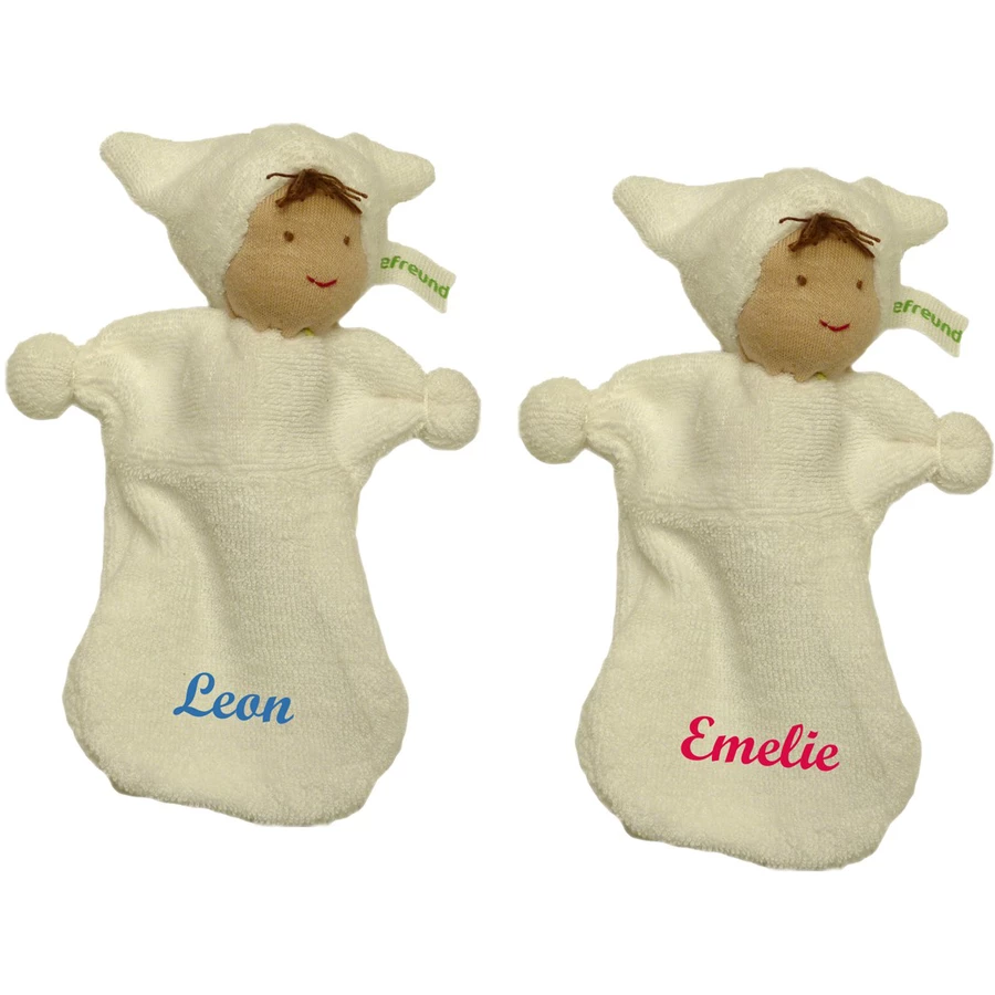 Schnullireich Geschenkset Schmusepuppe mit Namen + NUK Schnuller (0-6 Mon) Weiß