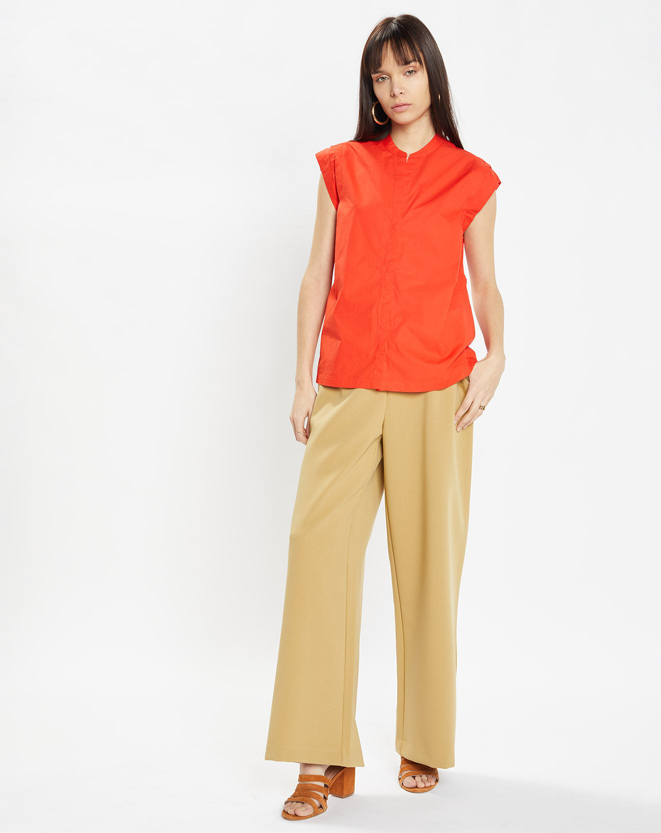 Galeries Lafayette Pantalon large Pierrot Pol kaki clair