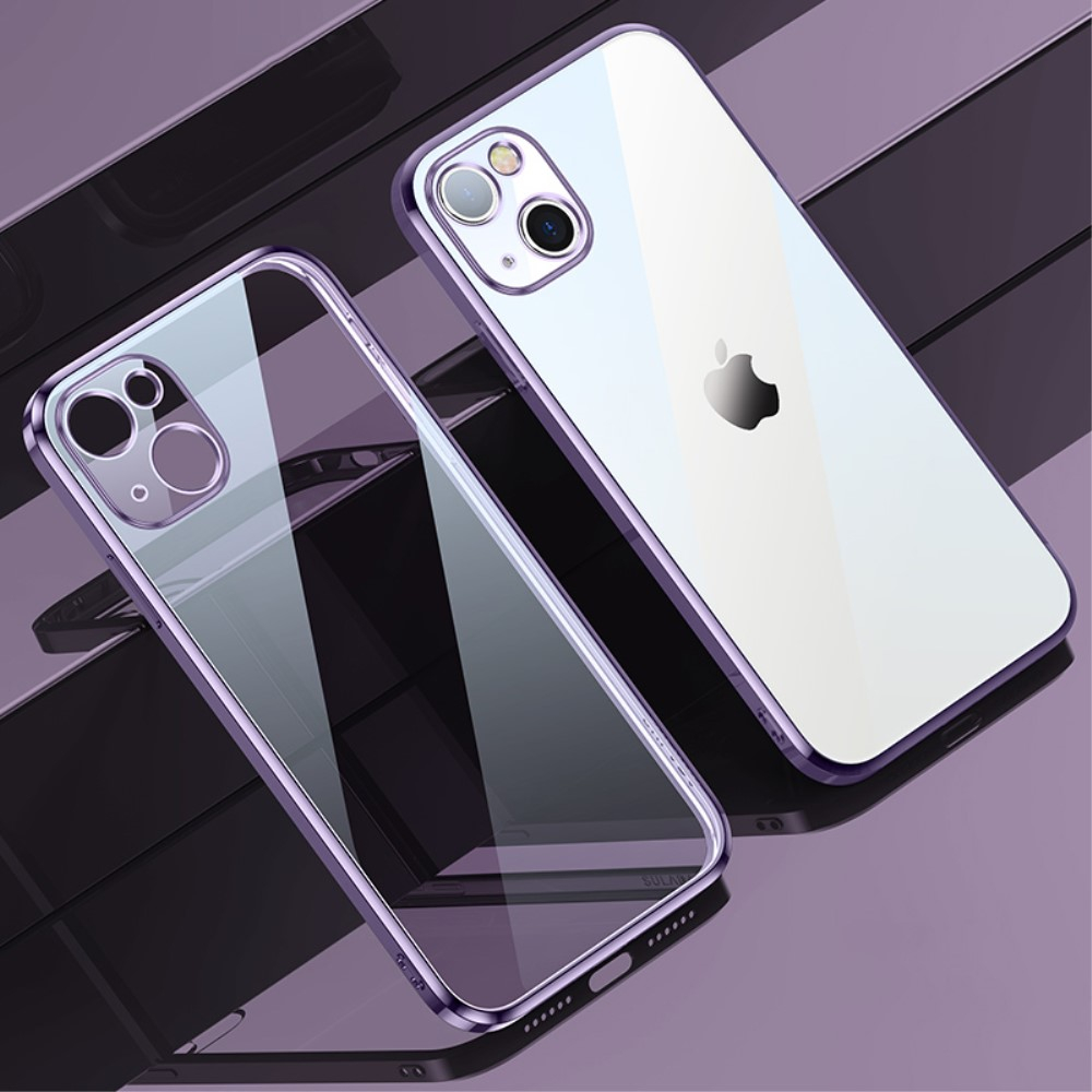 iPhone 13 Gummi Case Hülle Galvanisierter Rahmen   Kameraschutz - Lila