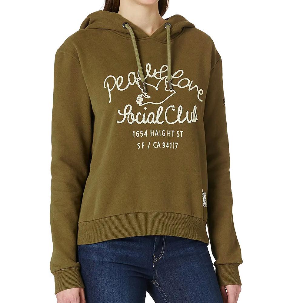 Superdry Sweat à capuche Kaki Femme Superdry Military Logo Crop