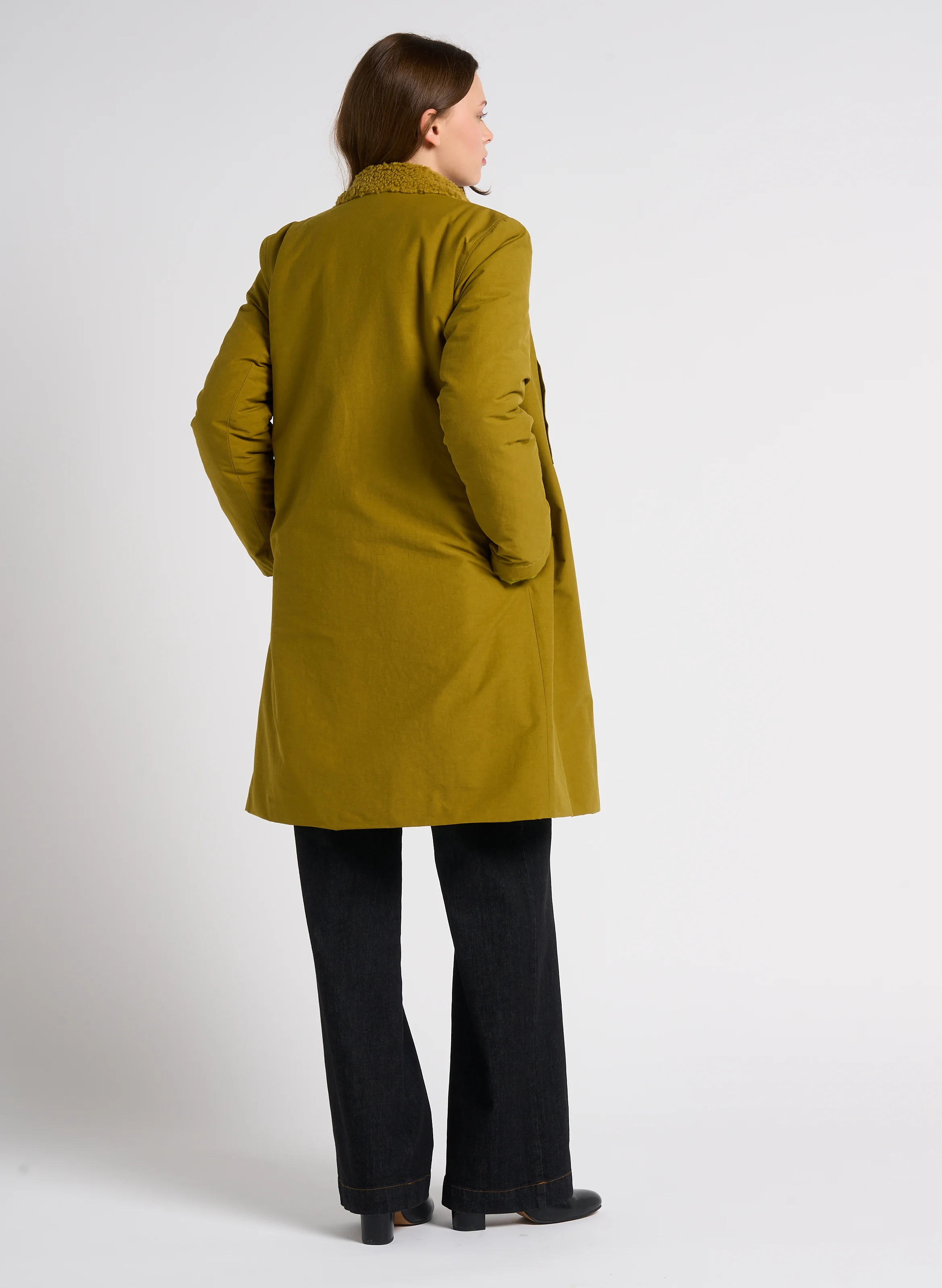 Parka col à rabat en coton mélangé | Vert