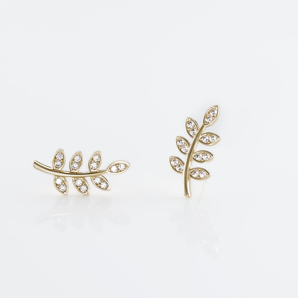 Boucles D'oreilles Puces Ael Or Jaune Oxyde De Zirconium